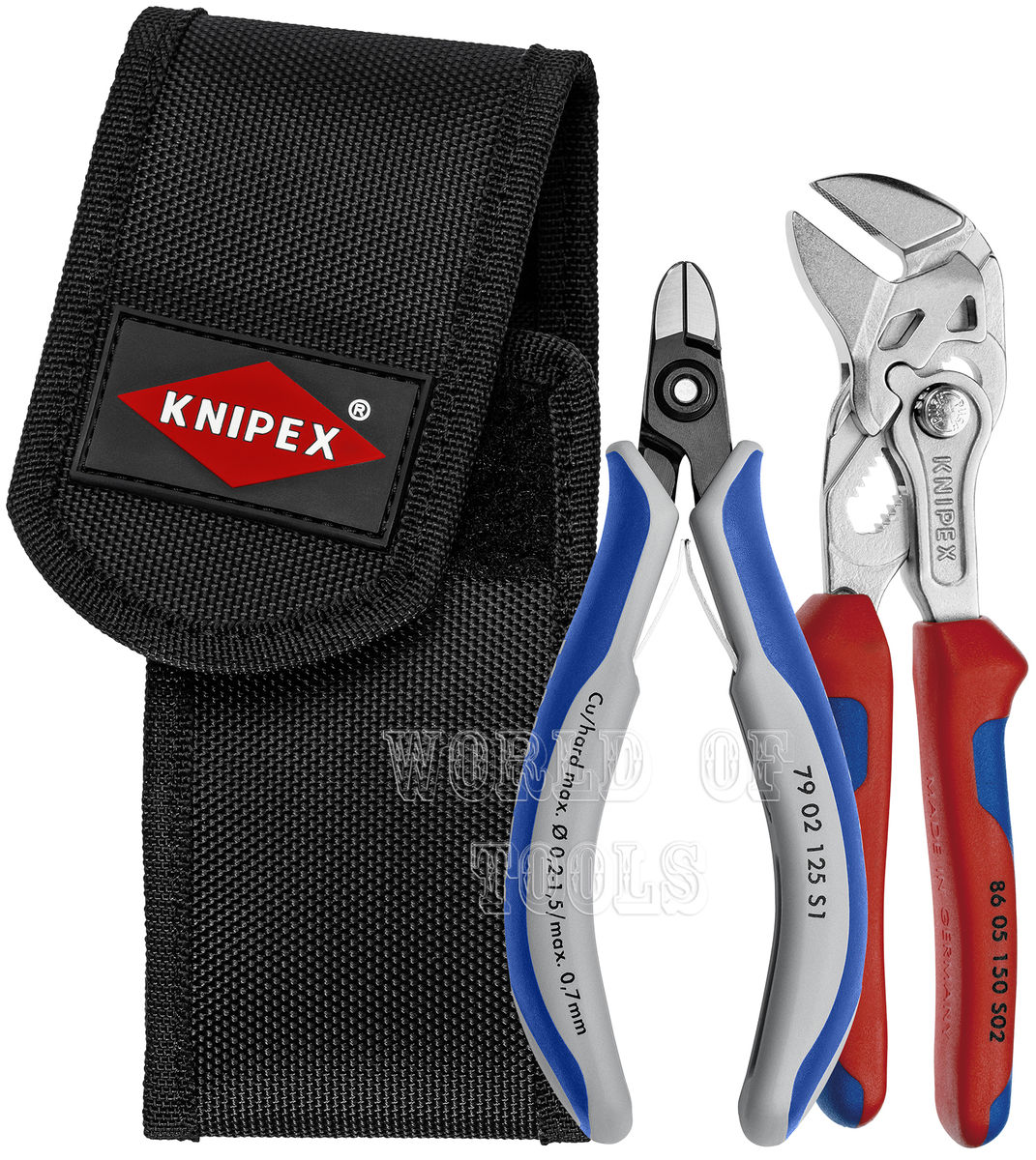 KNIPEX Набор инструментов для снятия стяжек: KN-8605150, KN-7902125, поясная сумка  KN-001972V01   